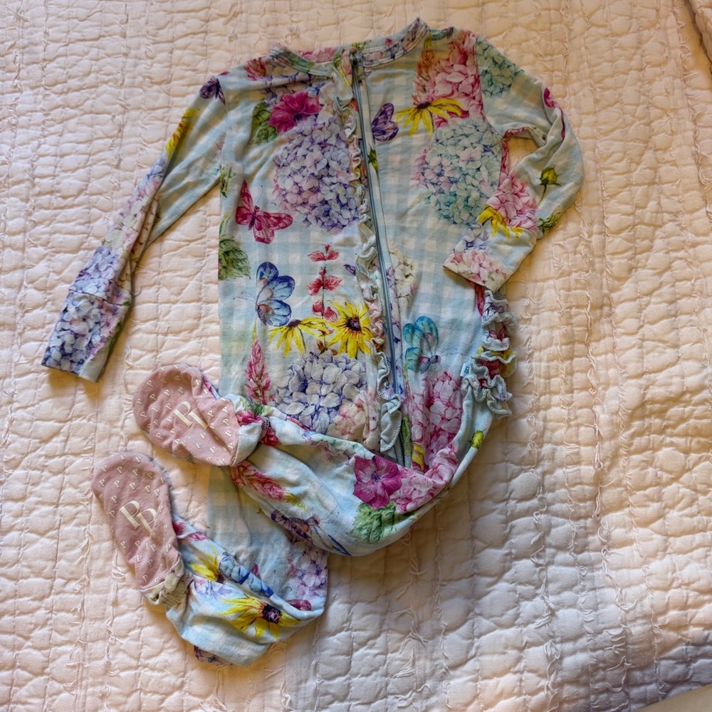 🌸 Posh Peanut Pastel Floral Baby Outfit